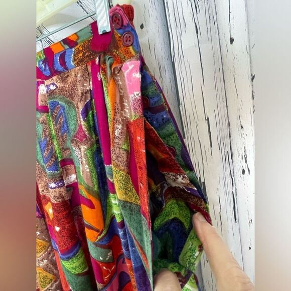 VTG 90s Abstract Artsy Palazzo Pant Set/Suit M - Picture 9 of 12